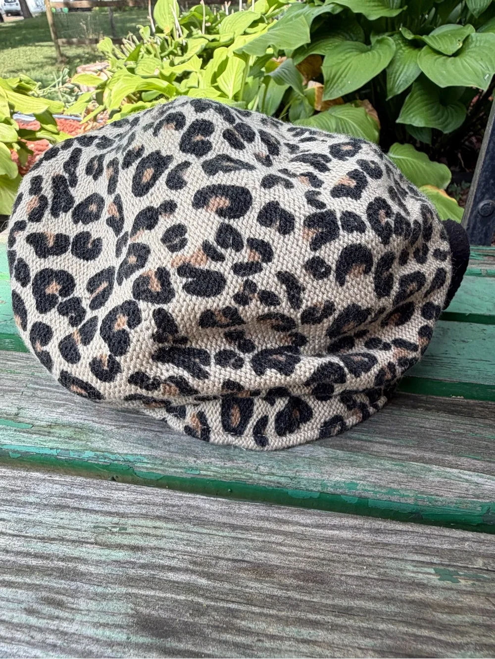 Place Leopard Print Kids Cap with Black Flower by Children’s Place Size 7-8 Girl
